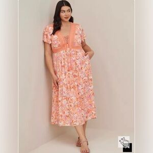 Torrid Floral Peach Dress
